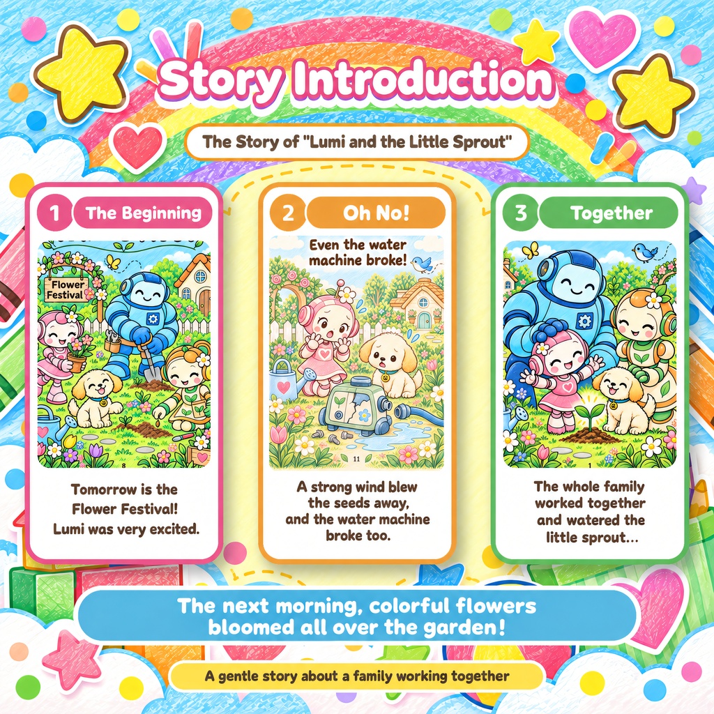 english edition “Lumi and the Little Sprout” Story Coloring Book – 24 Printable Pages, PDF Download, Ages 4–8
