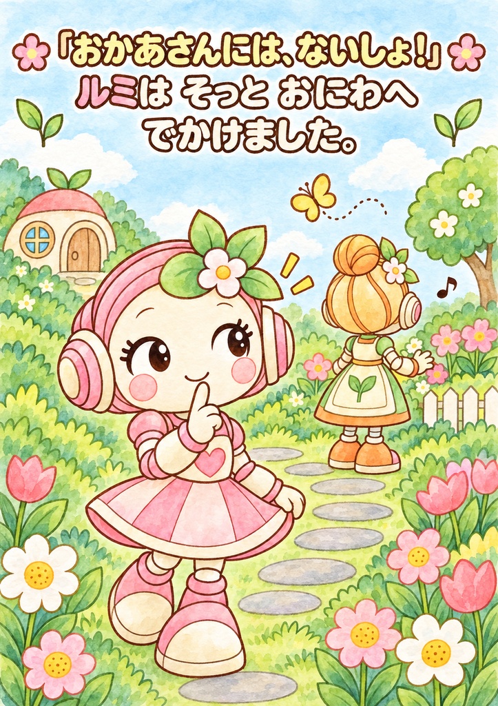 [ルミのはじめてのはなたば」 ストーリーぬりえ24枚 色見本4枚 印刷用PDFデータ A4 300dpi