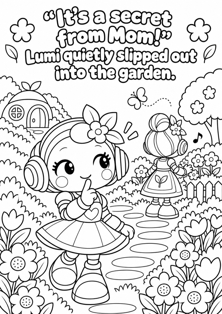 English edition Lumi’s First Bouquet | 24-Page Story Coloring Book + 4 Coloring Inspiration Pages Printable PDF / Kids Coloring Pages