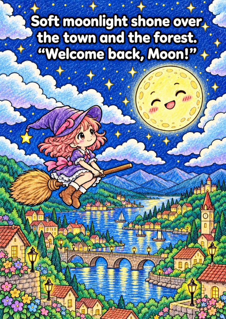 Mina and the Missing Moon | Story Coloring Book for Kids | A4 & US Letter Printable PDF