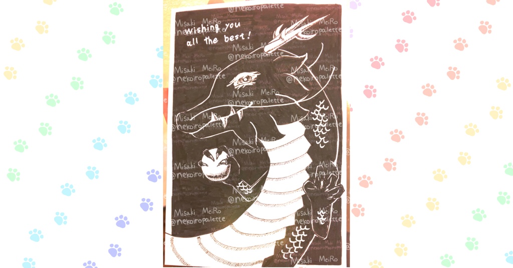 ポストカードサイズ原画『Wishing you all the best!』