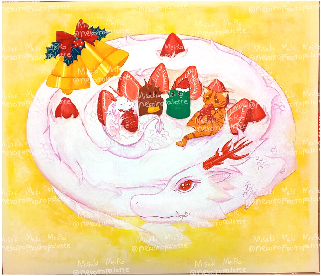 原画『聖夜の団欒』/F10号/キャンバスボード/ポスターカラー