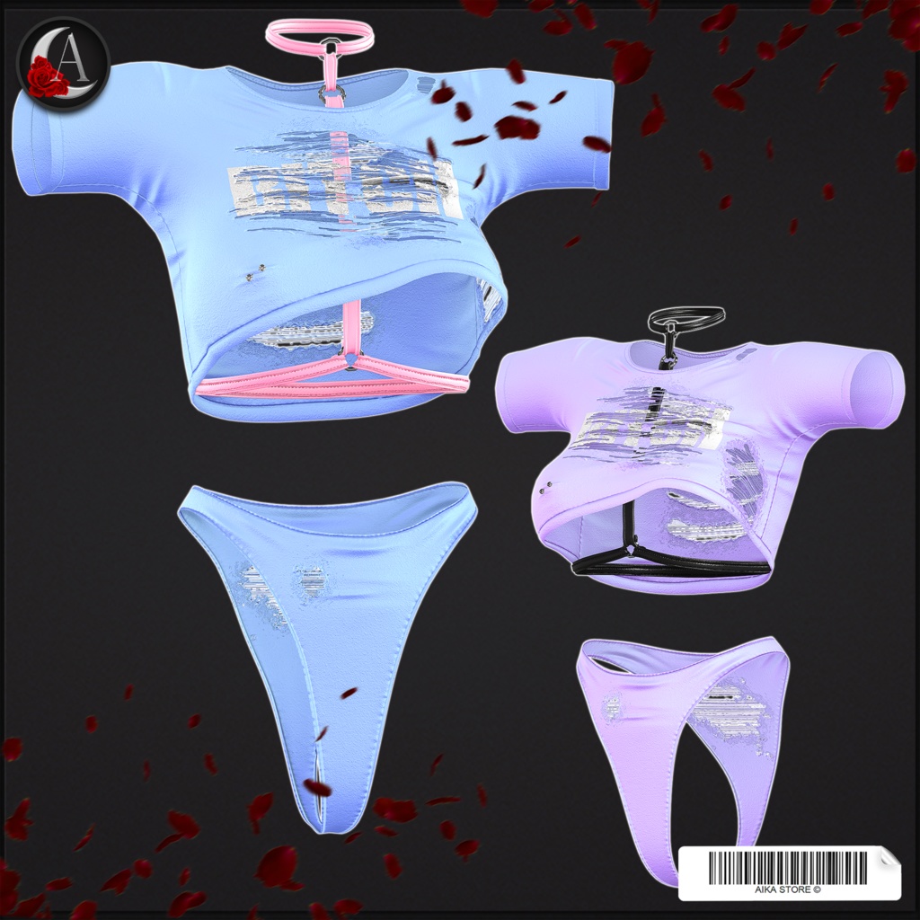 RIPPED SHIRT WITH HARNESS SET