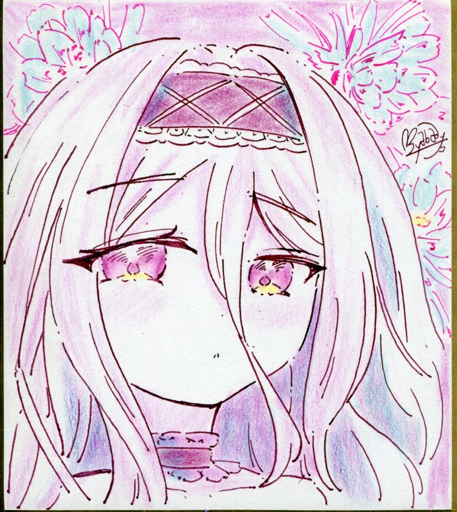 ミニ色紙　月下美人
