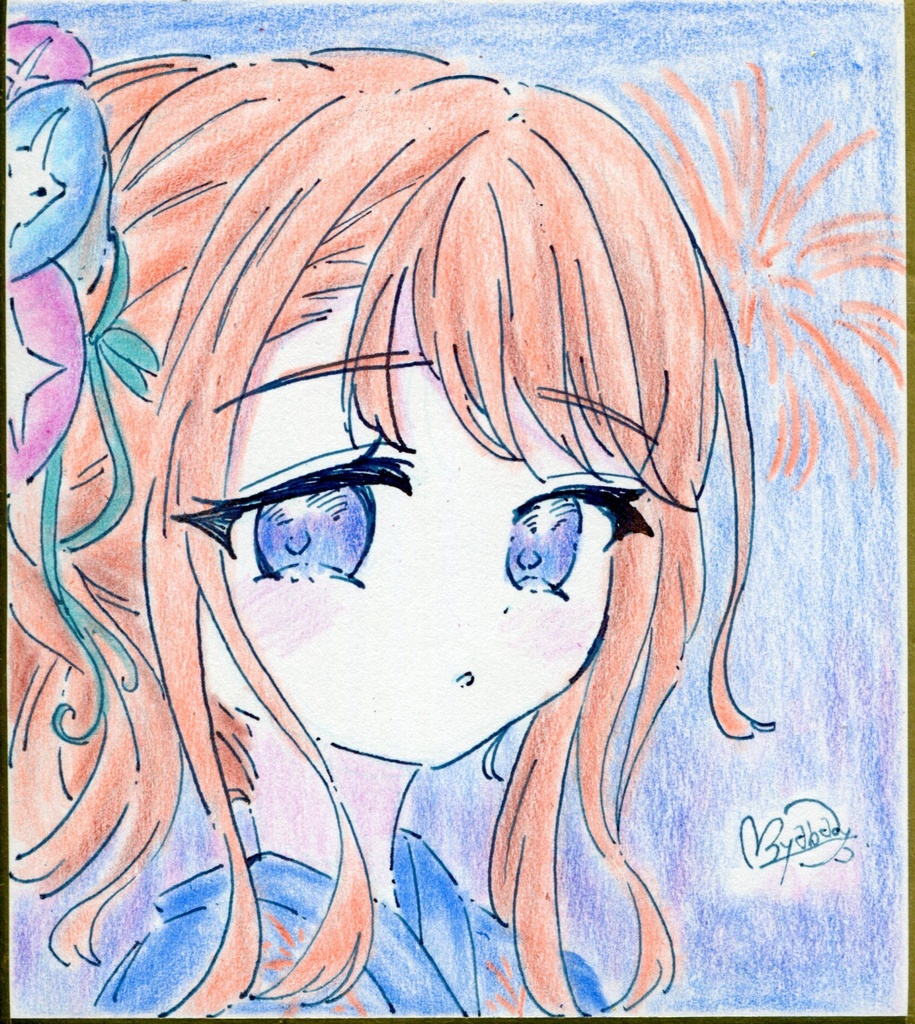 ミニ色紙　アサガオ