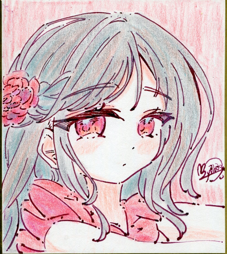 ミニ色紙　薔薇（赤）