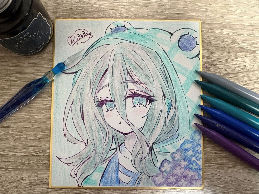 色紙小　雨の日のみづほ