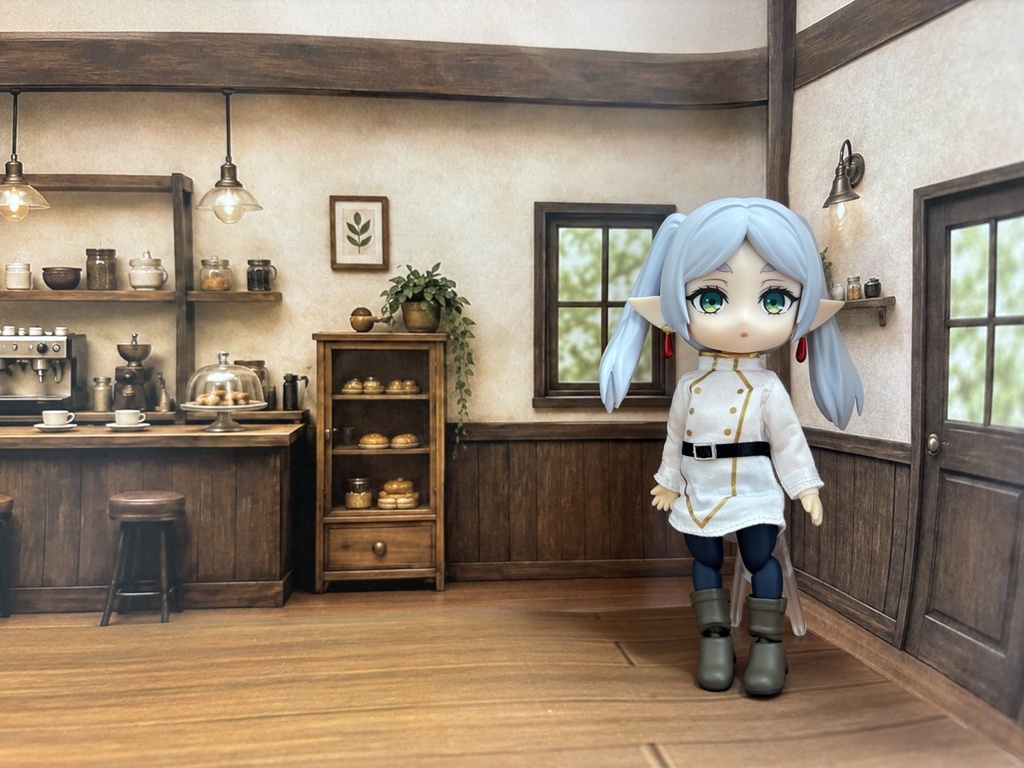 【ぬまぴく】 カフェ|ねんどろいど・1/12フィギュア対応 ミニチュア背景(A3背景+A4床)