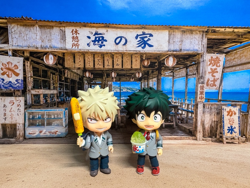 【ぬまぴく】海の家|ねんどろいど・1/12フィギュア対応 ミニチュア背景(A3背景+A3床)