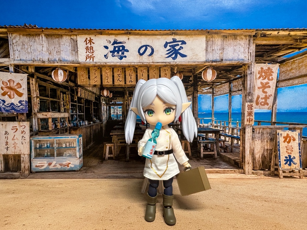 【ぬまぴく】海の家|ねんどろいど・1/12フィギュア対応 ミニチュア背景(A3背景+A3床)
