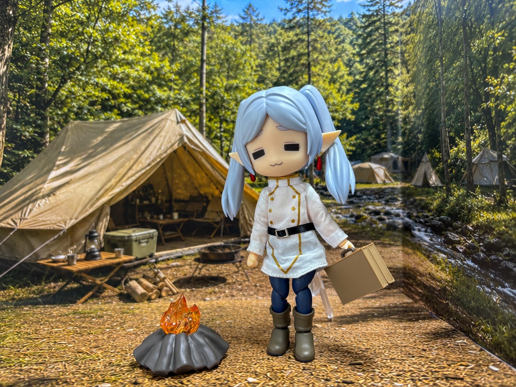 【ぬまぴく】キャンプ場|ねんどろいど・1/12フィギュア対応 ミニチュア背景(A3背景+A4床)