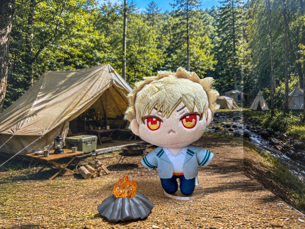 【ぬまぴく】キャンプ場|ねんどろいど・1/12フィギュア対応 ミニチュア背景(A3背景+A4床)