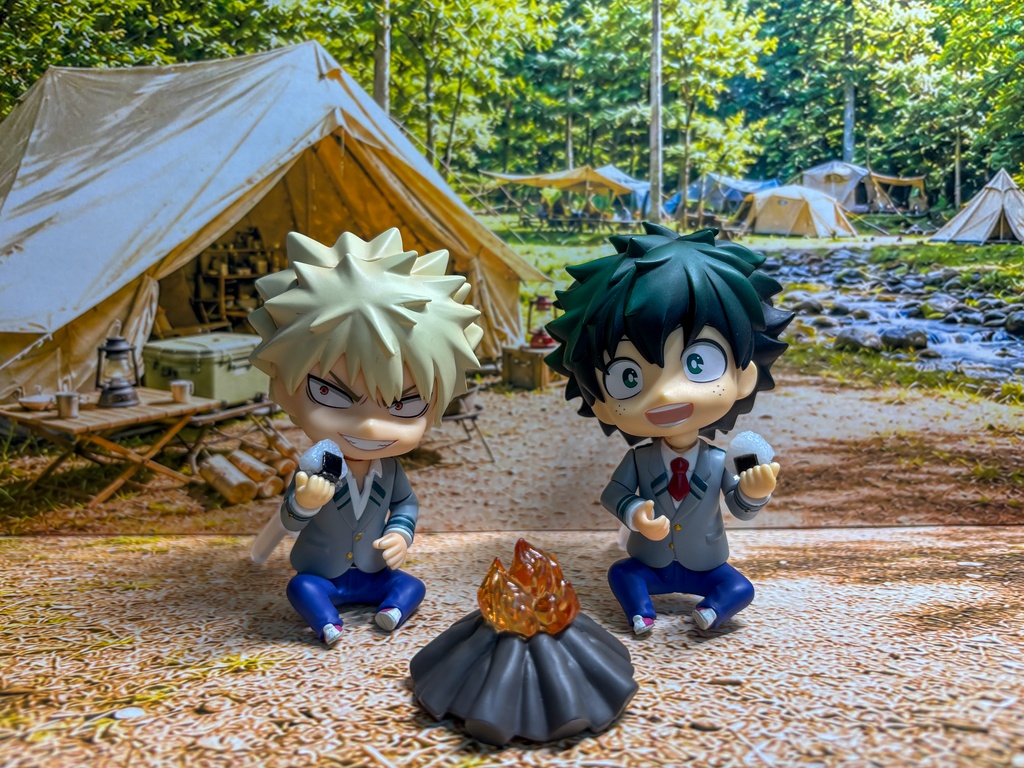 【ぬまぴく】キャンプ場｜ねんどろいど・1/12フィギュア対応 ミニチュア背景（A3背景＋A3床）
