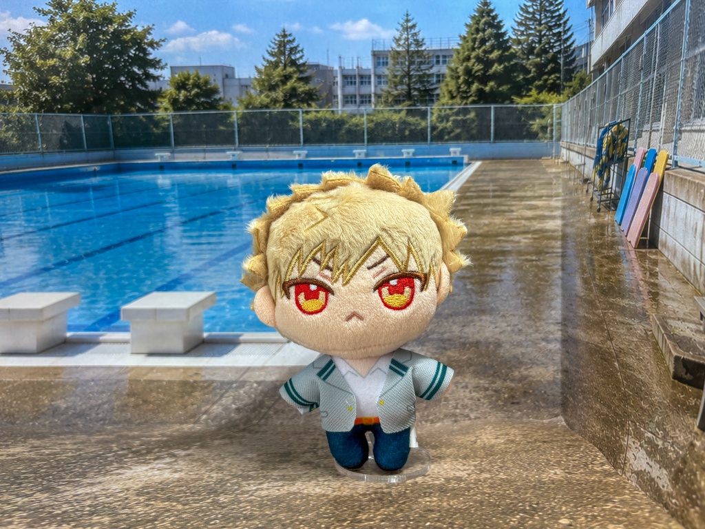 【ぬまぴく】学校のプール|ねんどろいど・1/12フィギュア対応 ミニチュア背景(A3背景+A4床)