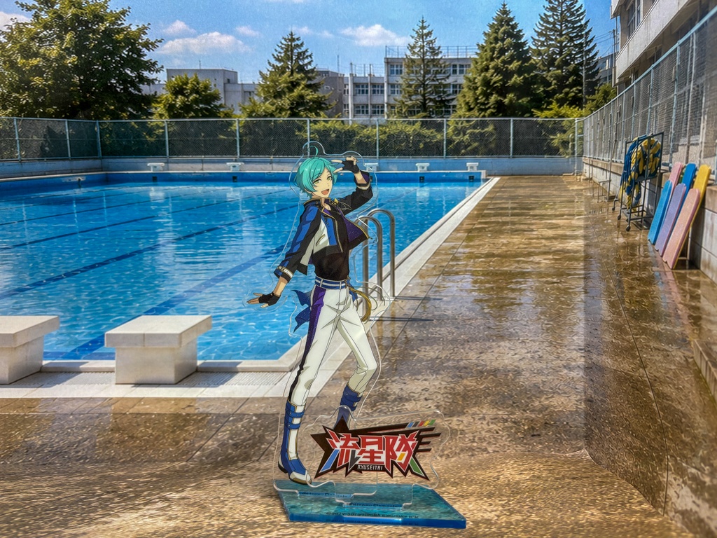 【ぬまぴく】学校のプール|ねんどろいど・1/12フィギュア対応 ミニチュア背景(A3背景+A4床)