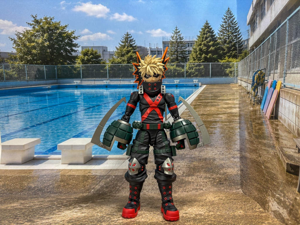 【ぬまぴく】学校のプール|ねんどろいど・1/12フィギュア対応 ミニチュア背景(A3背景+A4床)