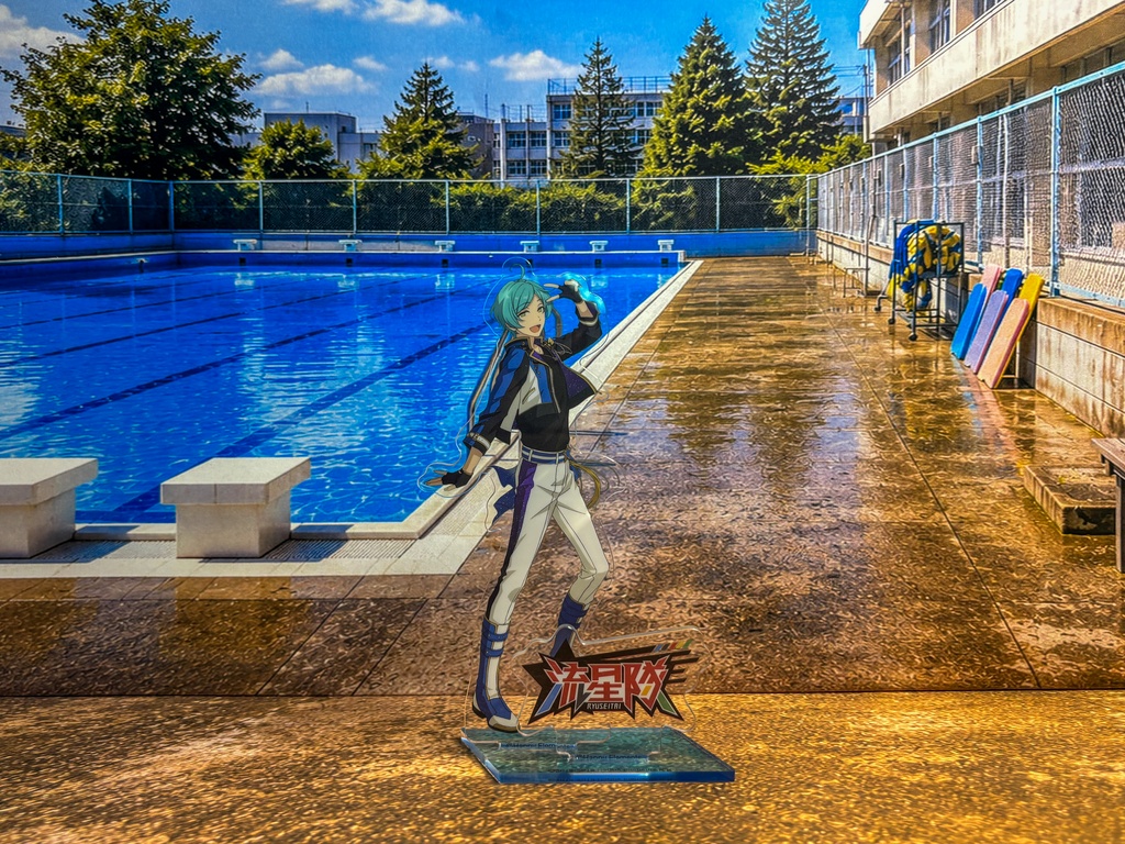 【ぬまぴく】学校のプール|ねんどろいど・1/12フィギュア対応 ミニチュア背景(A3背景+A3床)