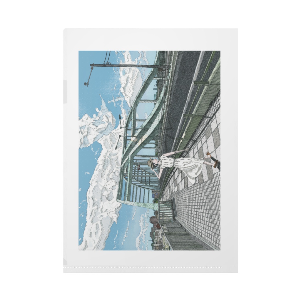 クリアファイル(登戸へ下りて夏の戸を立てむ)モノクロ