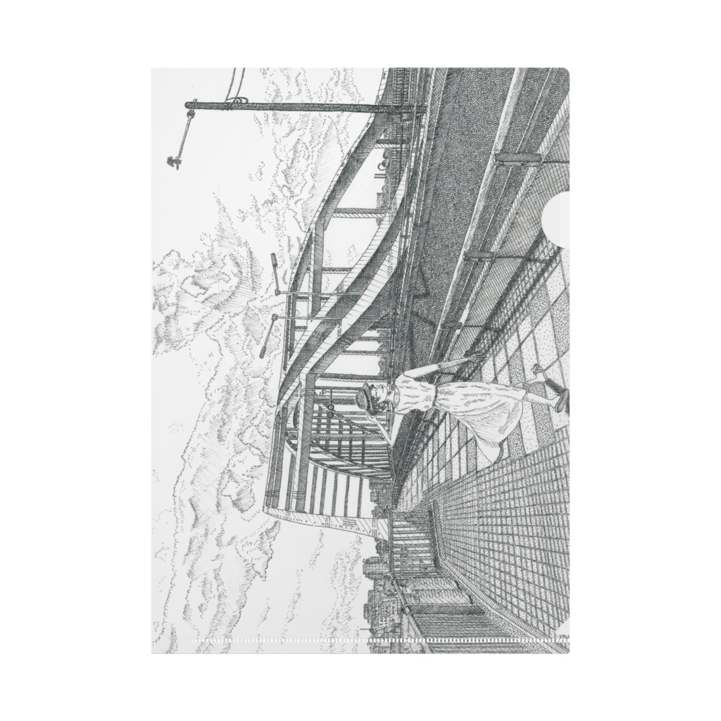 クリアファイル(登戸へ下りて夏の戸を立てむ)モノクロ