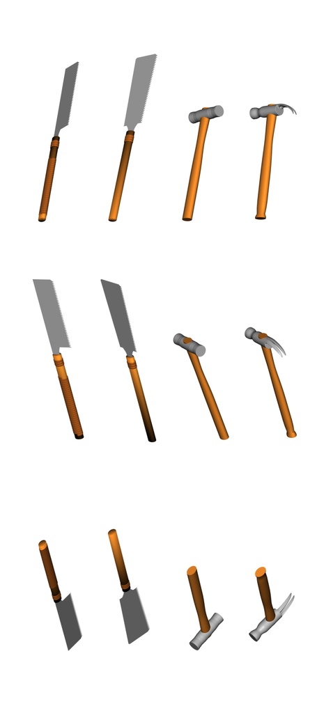 clipstudio用 【3D】のこぎり&かなづち(4点セット)