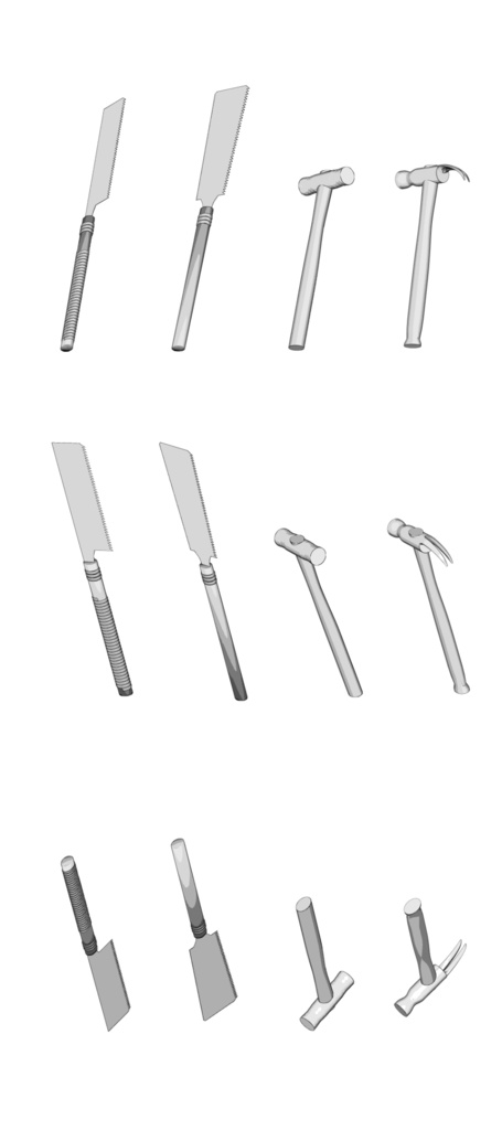 clipstudio用 【3D】のこぎり&かなづち(4点セット)