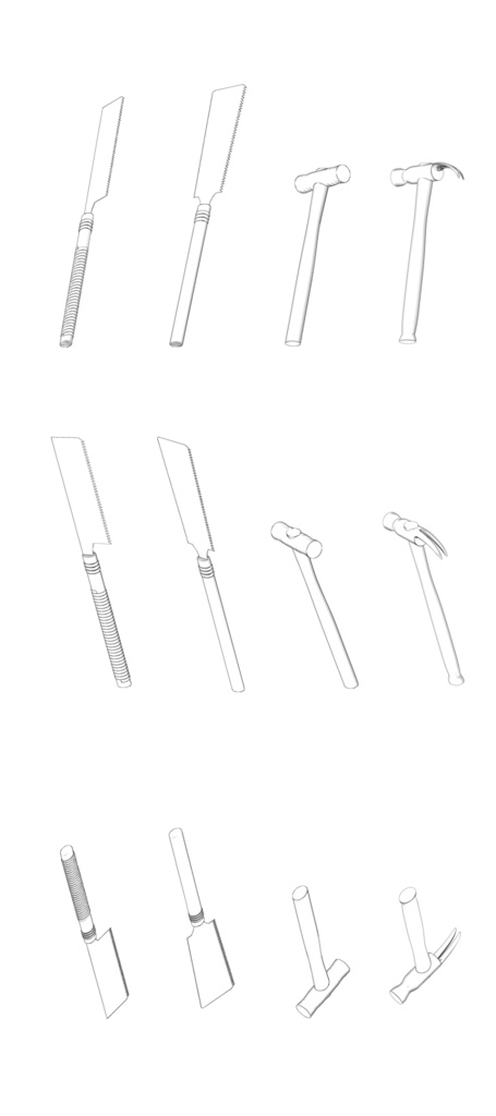 clipstudio用 【3D】のこぎり&かなづち(4点セット)