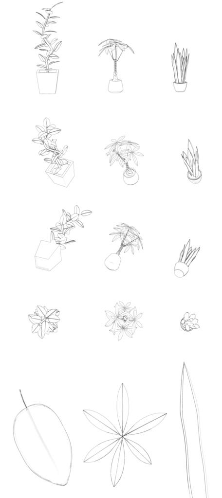 clipstudio用【3D】観葉植物 3種セット