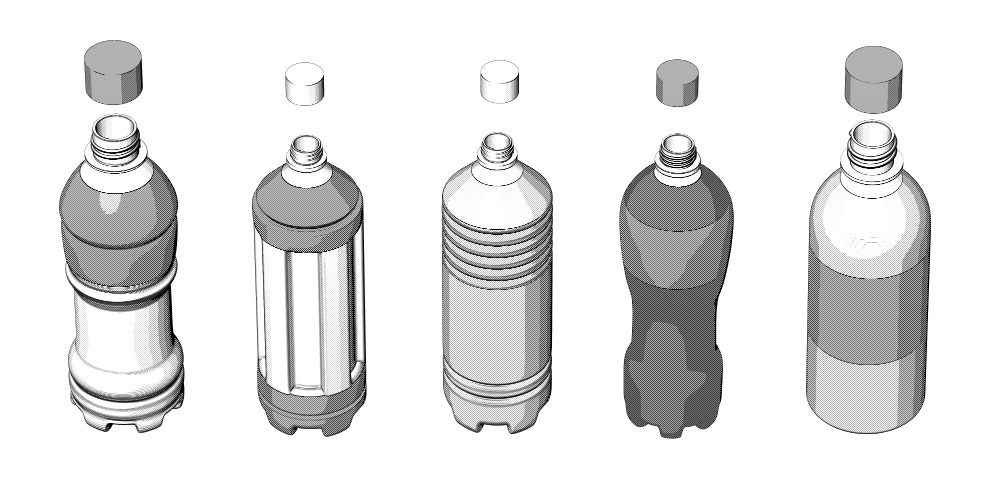 clipstudio用【3D】ペットボトル 5種類