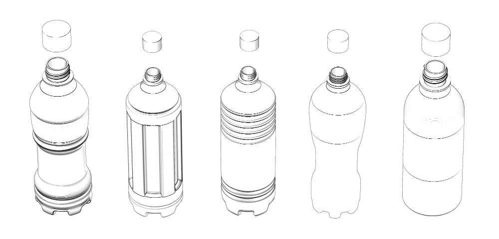 clipstudio用【3D】ペットボトル 5種類