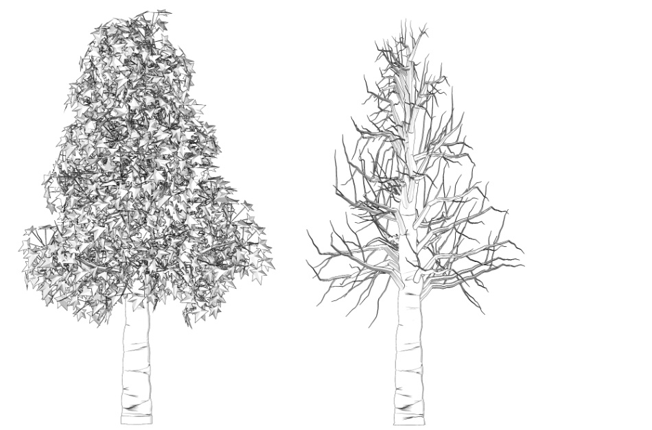 clipstudio用【3D】街路樹 (2種類・2カラー)