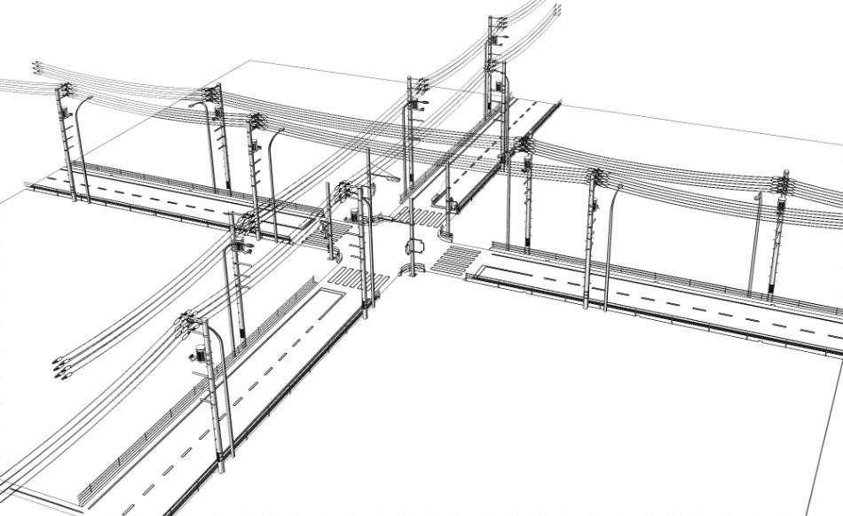 clipstudio用【3D】交差点(電柱・街灯付き)