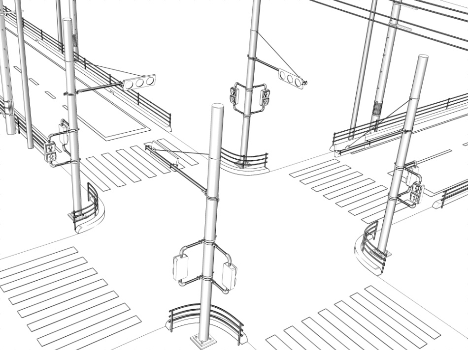 clipstudio用【3D】交差点(電柱・街灯付き)