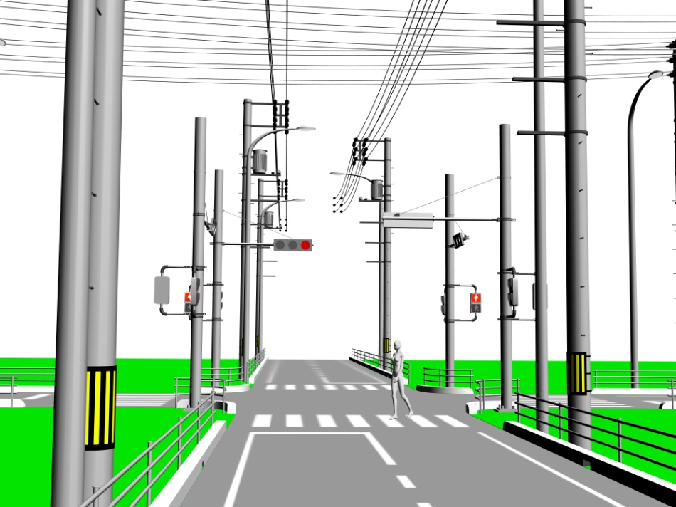 clipstudio用【3D】交差点(電柱・街灯付き)