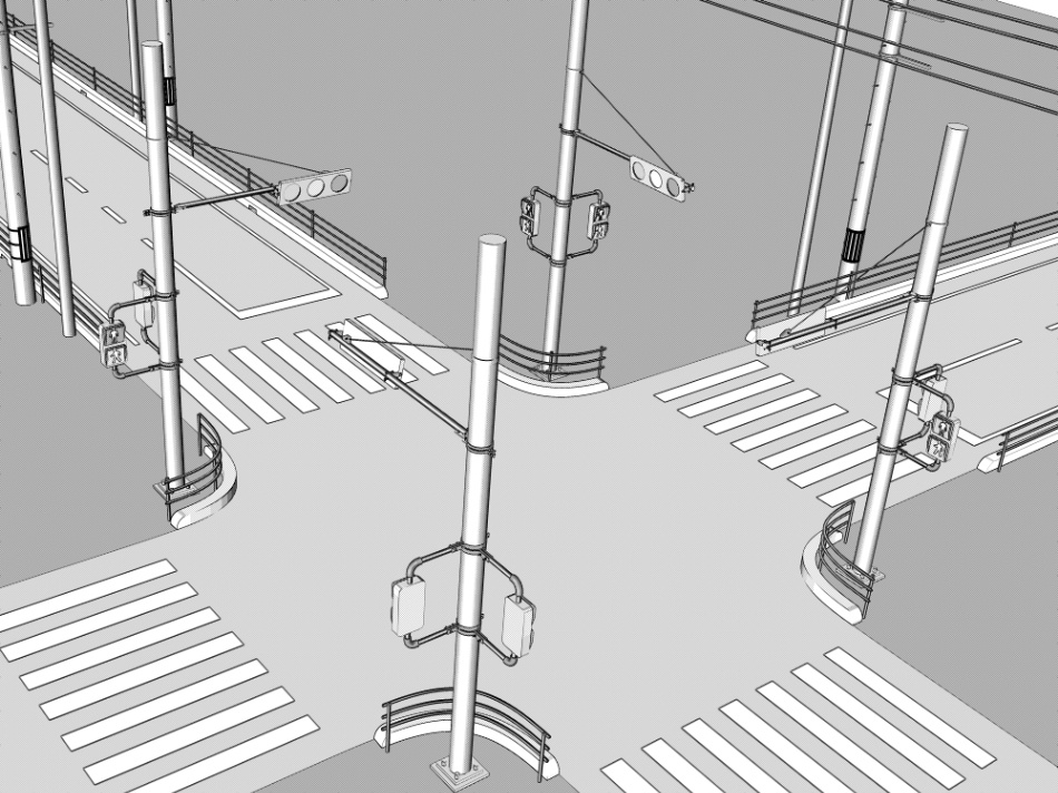 clipstudio用【3D】交差点(電柱・街灯付き)