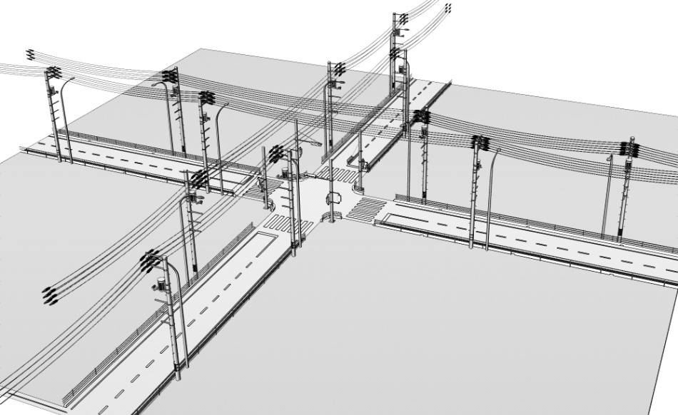 clipstudio用【3D】交差点(電柱・街灯付き)
