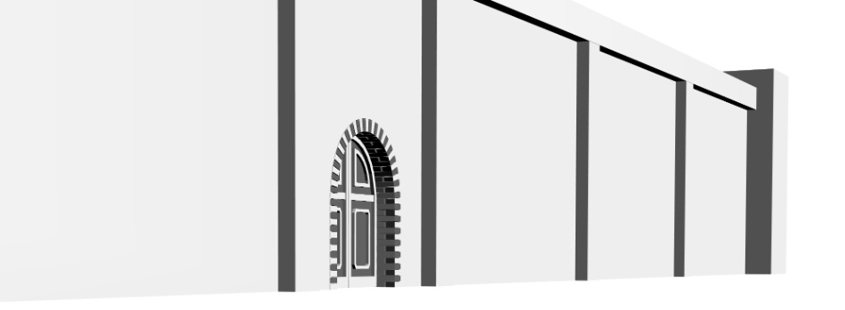 clipstudio用【3D】レンガの塀 (鉄扉つき)