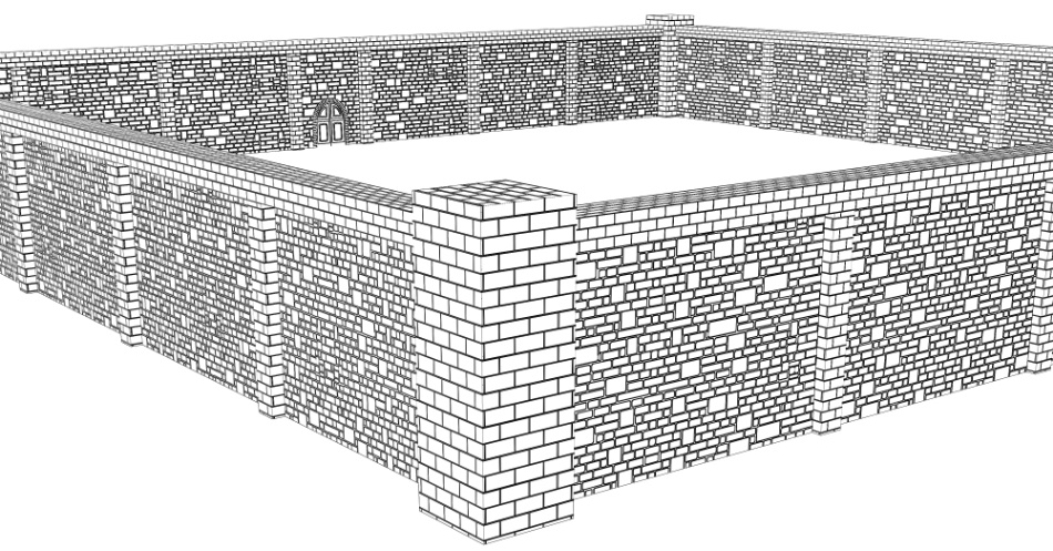 clipstudio用【3D】レンガの塀 (鉄扉つき)