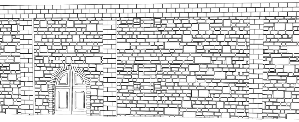 clipstudio用【3D】レンガの塀 (鉄扉つき)