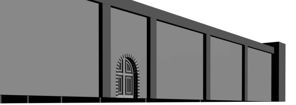 clipstudio用【3D】レンガの塀 (鉄扉つき)