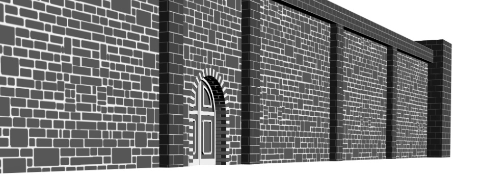 clipstudio用【3D】レンガの塀 (鉄扉つき)