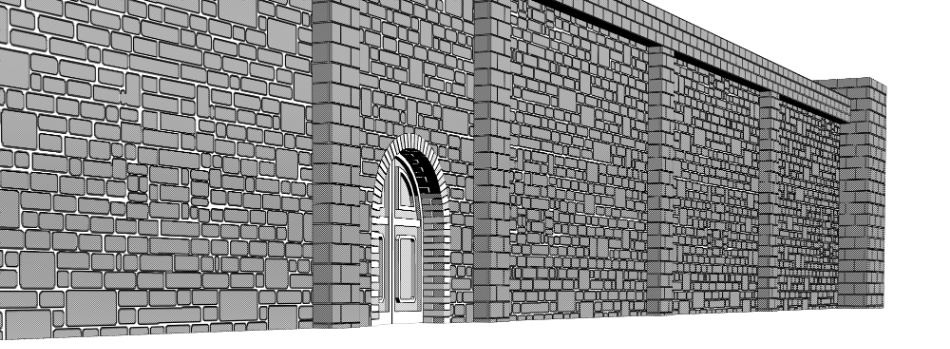 clipstudio用【3D】レンガの塀 (鉄扉つき)