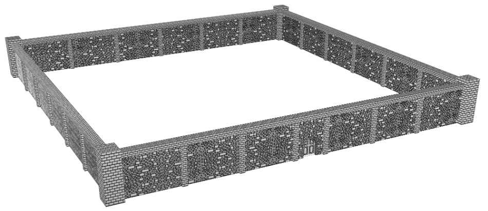 clipstudio用【3D】レンガの塀 (鉄扉つき)