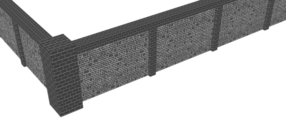 clipstudio用【3D】レンガの塀 (鉄扉つき)