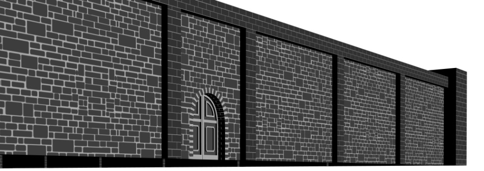 clipstudio用【3D】レンガの塀 (鉄扉つき)