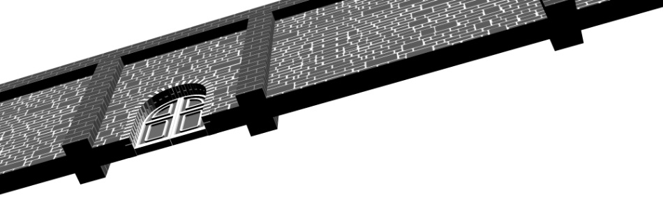 clipstudio用【3D】レンガの塀 (鉄扉つき)