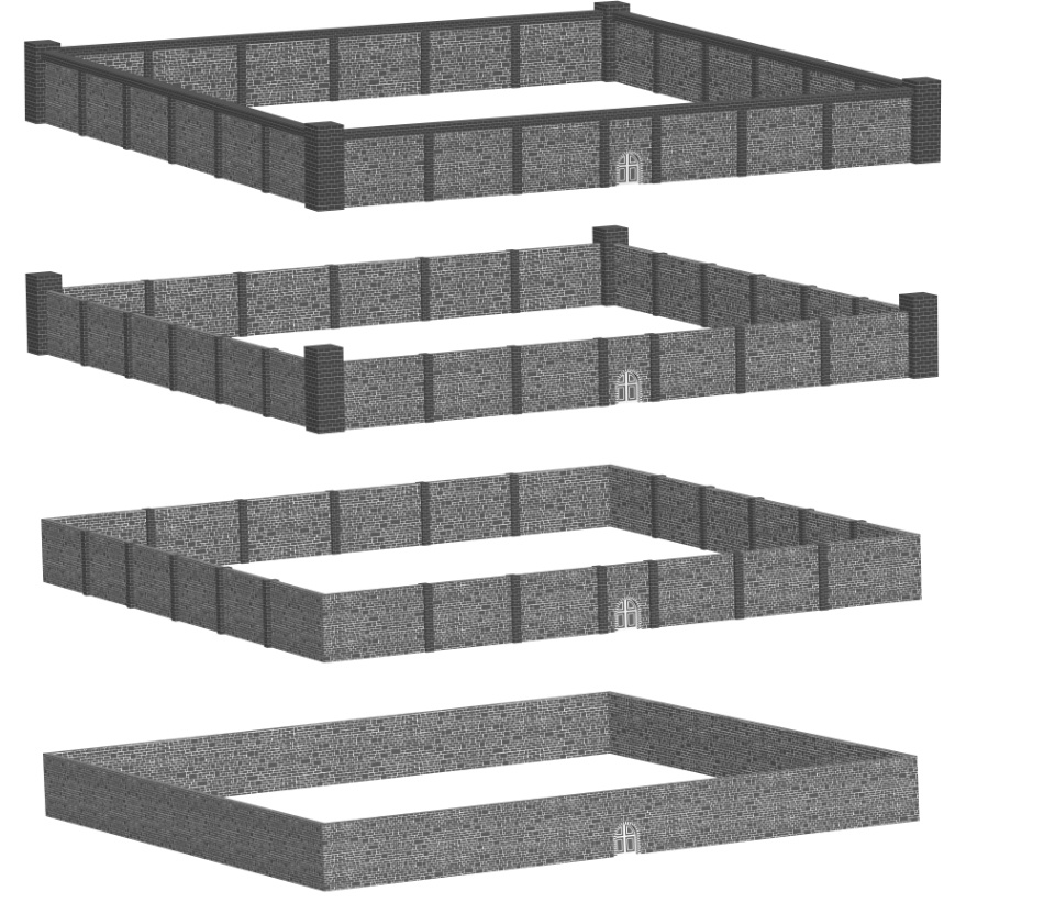 clipstudio用【3D】レンガの塀 (鉄扉つき)