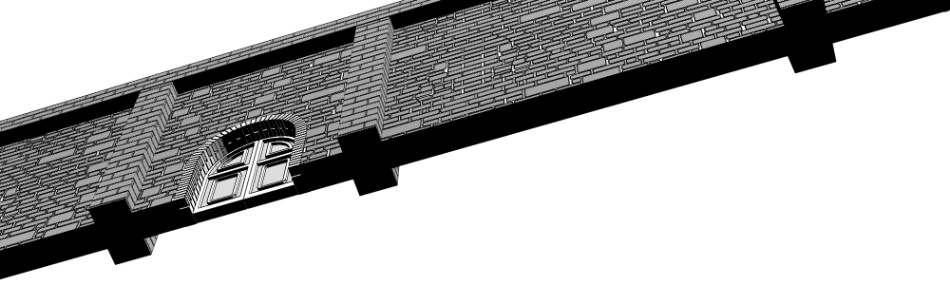 clipstudio用【3D】レンガの塀 (鉄扉つき)