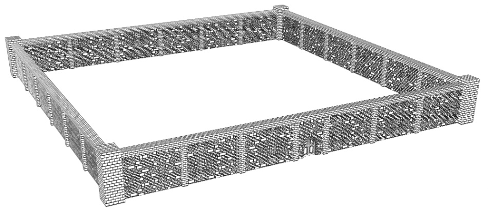 clipstudio用【3D】レンガの塀 (鉄扉つき)