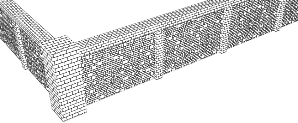 clipstudio用【3D】レンガの塀 (鉄扉つき)