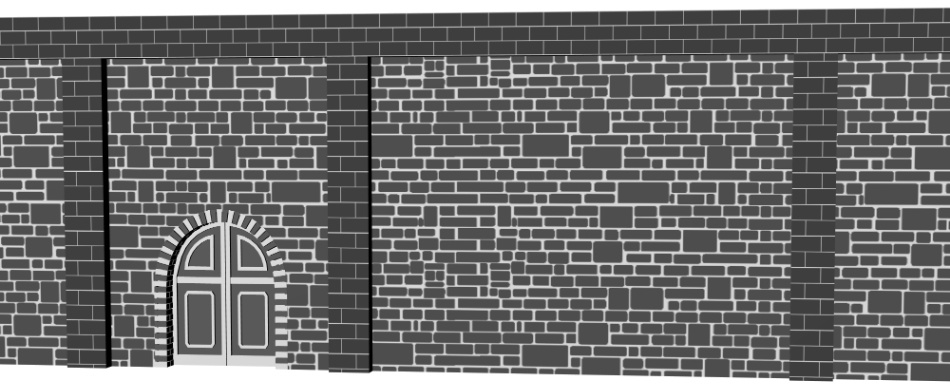 clipstudio用【3D】レンガの塀 (鉄扉つき)